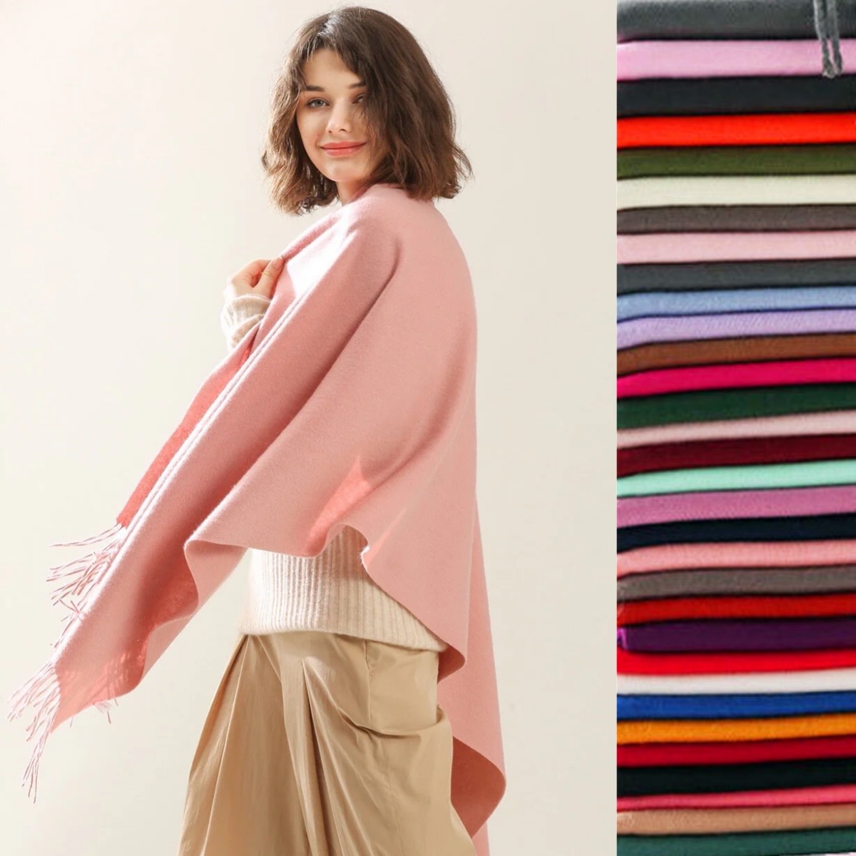 Cashmere Pashmina Wrap - 36Color Thin Imitation Cashmere Tassels Women