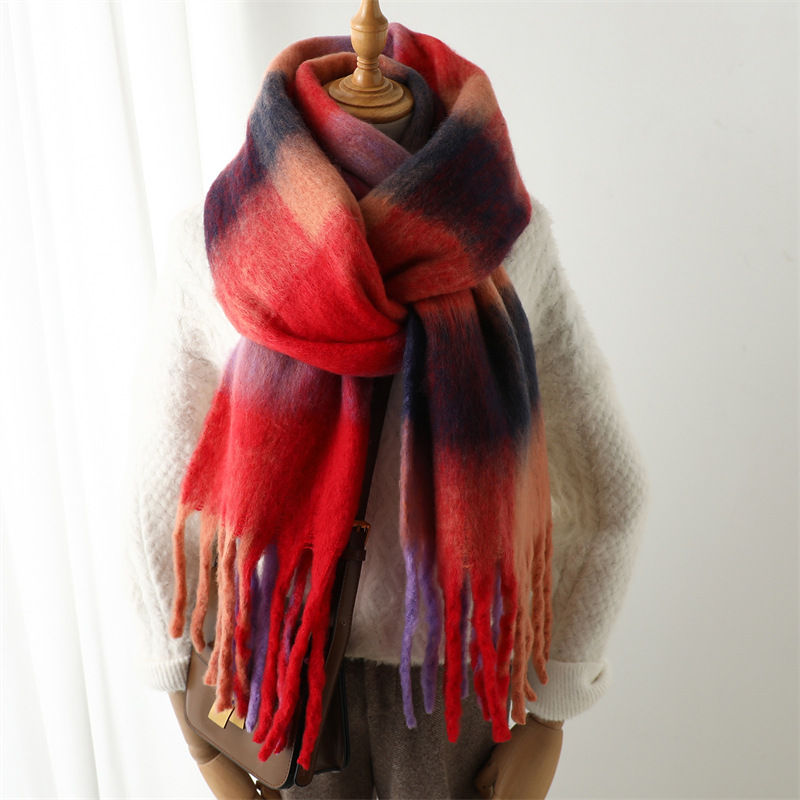 Cashmere Pashmina Wrap - New Autumn Winter Grid Scarf Women