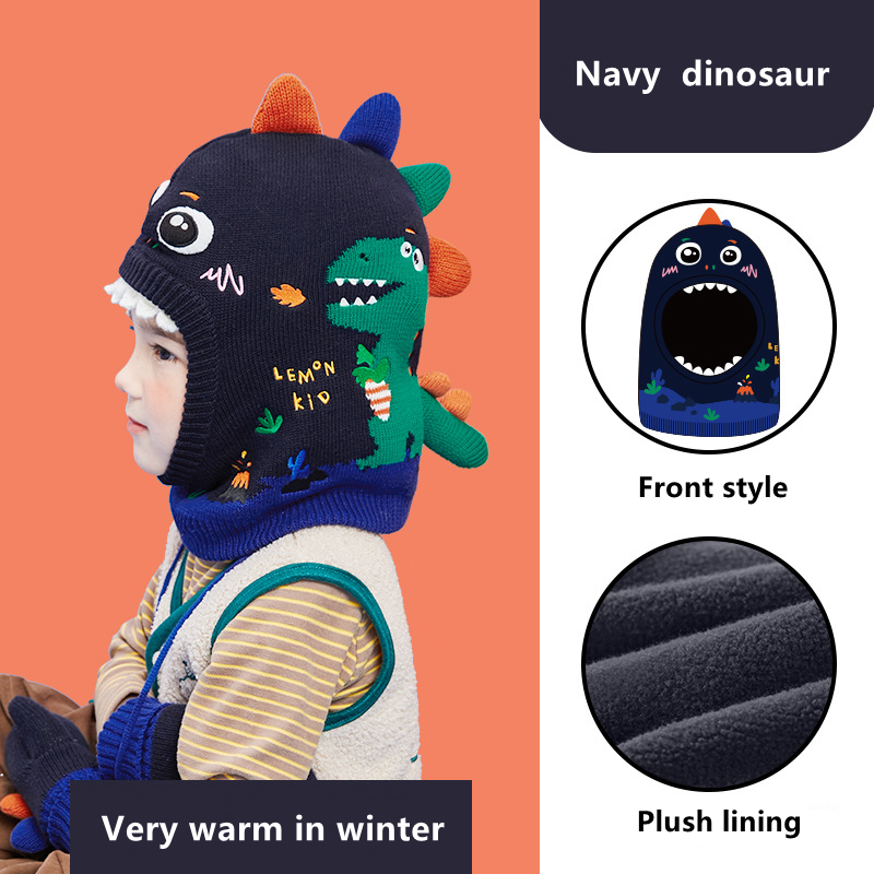 Kids Hat Scarf Gloves Set 3D D - Knit Beanie Hat Warm recension och pris
