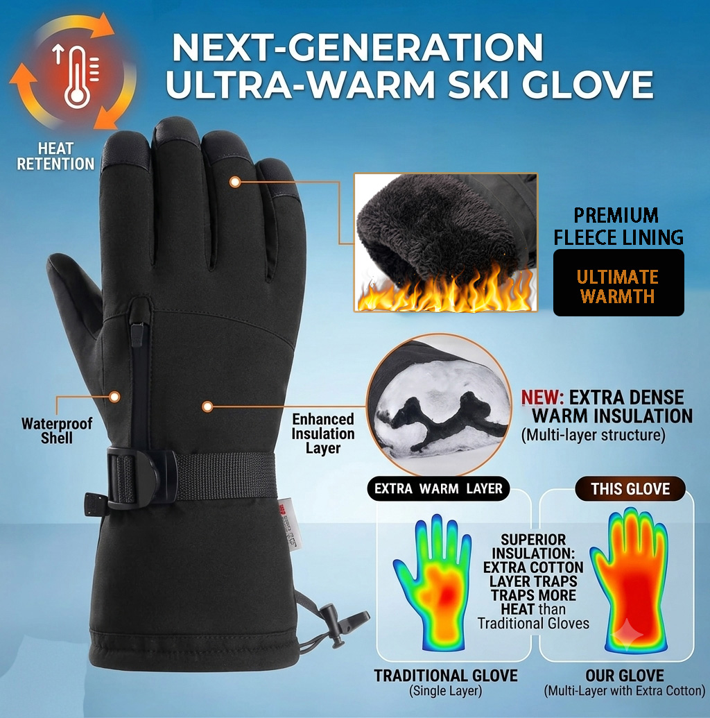 Winter Ski Gloves Men Women, W - Snow Glove Insulated recension och pris